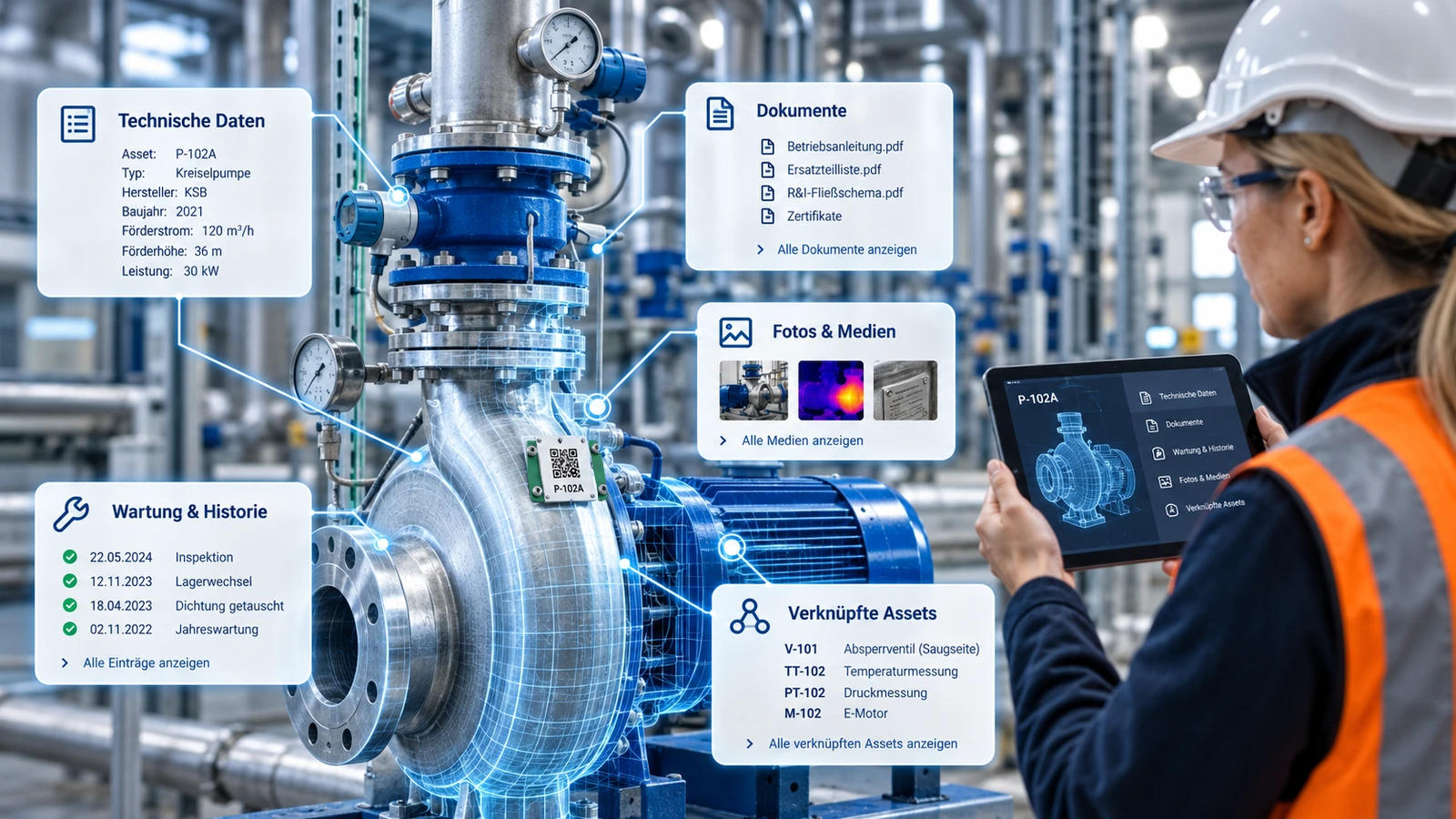 KI-Visualisierung für Informationszwilling: reale Assets über verlässliche Beziehungen nutzbar machen.